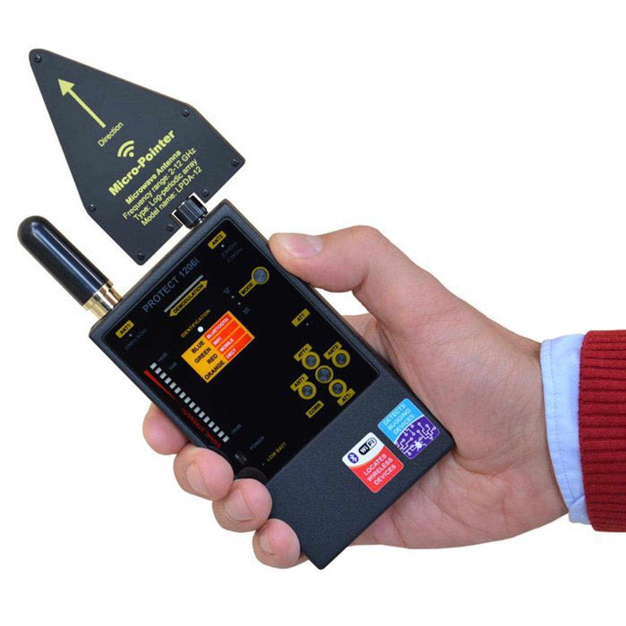 Détecteur de fantôme Signal Bug Détecteur RF Finder Scanner Moniteur  Vérificateur Sténopé Caméra de surveillance Dispositif sans fil (Noir)