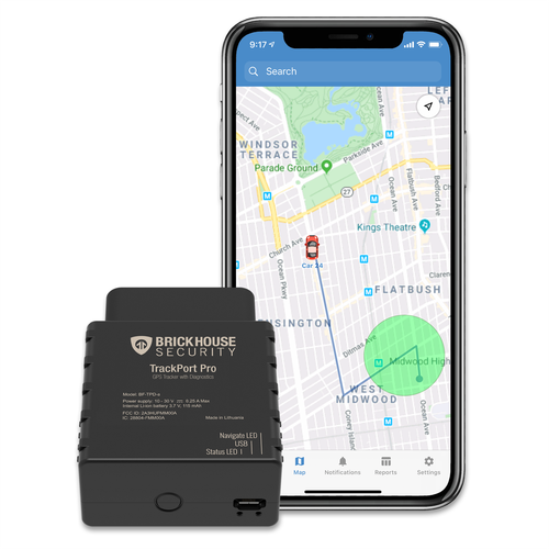 Brickhouse TrackPort Pro OBD GPS tracker with phone