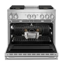 Jennair® 36" NOIR™ Dual-Fuel Professional-Style Range with Chrome-Infused Griddle JDRP536HM