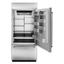 Kitchenaid® 20.9 Cu. Ft. 36" Width Built-In Stainless Bottom Mount Refrigerator with Platinum Interior Design KBBR306ESS