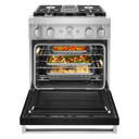 KitchenAid® 30'' Smart Commercial-Style Dual Fuel Range with 4 Burners KFDC500JBK
