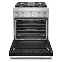 KitchenAid® 30'' Smart Commercial-Style Dual Fuel Range with 4 Burners KFDC500JBK