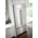 Kitchenaid® 20.8 Cu. Ft. 36 Width Built In Stainless Steel French Door Refrigerator with Platinum Interior Design KBFN506ESS