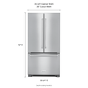 Kitchenaid® 22 cu. ft. 36-Inch Width Counter Depth French Door Refrigerator with Interior Dispense KRFC302ESS