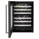 Kitchenaid® 24 Undercounter Wine Cellar with Glass Door and Metal-Front Racks KUWL314KBS