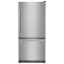 Kitchenaid® 19 cu.ft. 30-Inch Width Full Depth Non Dispense Bottom Mount Refrigerator KRBR109ESS