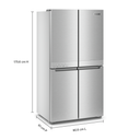 Kitchenaid® 19.4 cu. ft. 36-inch wide Counter-Depth 4-Door Refrigerator with PrintShield™ Finish KRQC506MPS