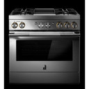 Jennair® 36" RISE™ Dual-Fuel Professional-Style Range with Chrome-Infused Griddle and Steam Assist JDSP536HL