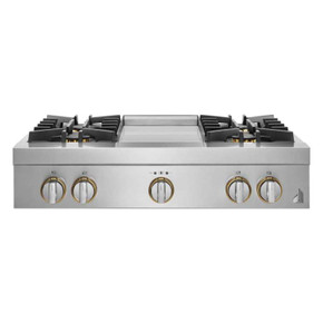 Jennair® 36" RISE™ Gas Professional-Style Rangetop with Chrome-Infused Griddle JGCP536HL