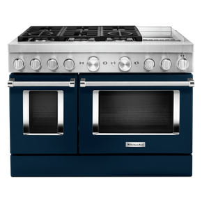 KitchenAid® 48'' Smart Commercial-Style Dual Fuel Range with Griddle KFDC558JIB
