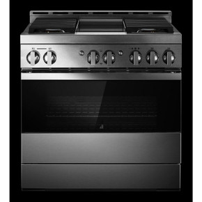 Jennair® 36" NOIR™ Gas Professional-Style Range with Chrome-Infused Griddle JGRP536HM
