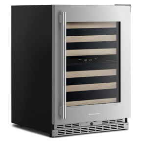 Kitchenaid® 24" Undercounter Wine Cellar with Full-Extension Wood-Front Racks KUWR524SPS