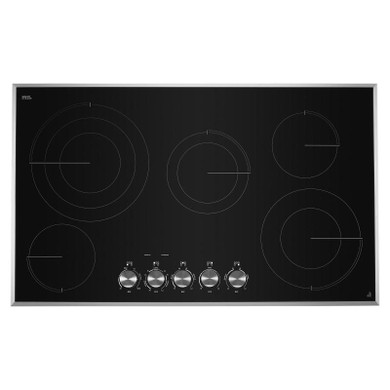 Jennair® 36" Lustre Stainless Radiant Glass Cooktop with Halo-Effect Knobs JEC3536HS