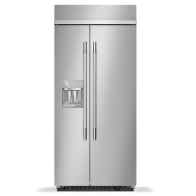 Kitchenaid® 20.8 Cu. Ft. 36" Built-In Side-by-Side Refrigerator features Exterior Water and Ice Dispenser with Measured Fill KBSD736SPS