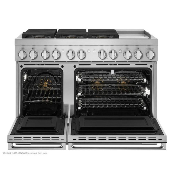 Jennair® NOIR™ 48" Dual-Fuel Professional Range with Chrome-Infused Griddle JDRP548HM
