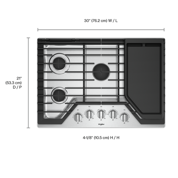 Whirlpool® 30-inch Gas Cooktop with Griddle WCG97US0HS