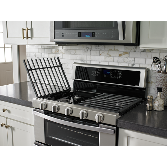 Whirlpool® 6.0 Cu. Ft. Gas Double Oven Range with EZ-2-Lift™ Hinged Grates WGG745S0FS