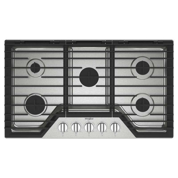 Whirlpool® 36-inch Gas Cooktop with EZ-2-Lift™ Hinged Cast-Iron Grates WCGK5036PS