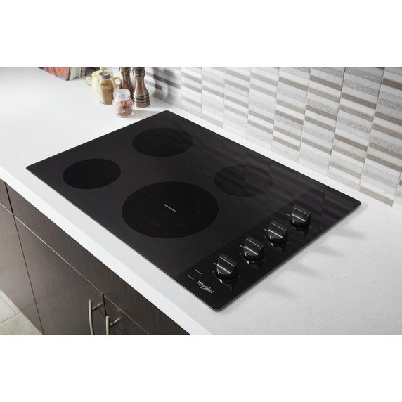 Whirlpool® 30-inch Electric Ceramic Glass Cooktop with Dual Radiant Element WCE55US0HB Whirlpool® 30-inch Electric Ceramic Glass Cooktop with Dual Radiant Element WCE55US0HB