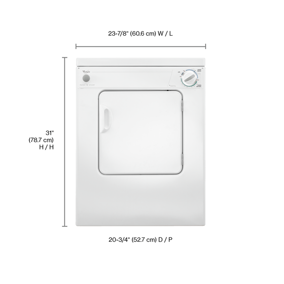 Whirlpool® 3.4 cu. ft. Compact Front Load Dryer with Flexible Installation LDR3822PQ