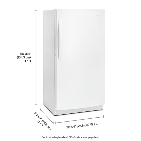 Whirlpool® 16 cu. ft. Upright Freezer with Frost-Free Defrost WZF57R16FW