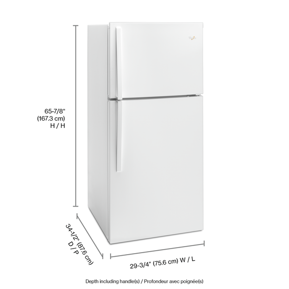 Whirlpool® 30-inch Wide Top Freezer Refrigerator - 19 cu. ft. WRT549SZDW