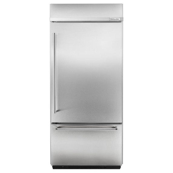 Kitchenaid® 20.9 Cu. Ft. 36" Width Built-In Stainless Bottom Mount Refrigerator with Platinum Interior Design KBBR306ESS