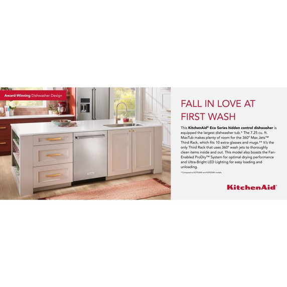 Kitchenaid® 44 dBA Dishwasher with 360° Max Jets™ Third Rack and LED Interior Lighting KDTM704KPS