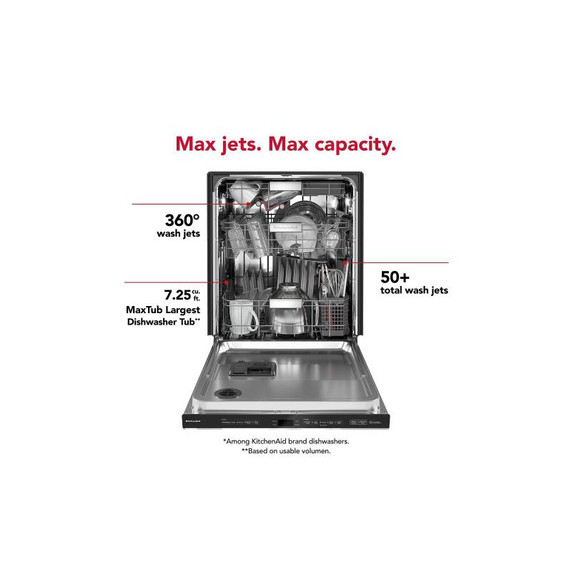Kitchenaid® 44 dBA Dishwasher with 360° Max Jets™ Third Rack and LED Interior Lighting KDPM804KBS Kitchenaid® 44 dBA Dishwasher with 360° Max Jets™ Third Rack and LED Interior Lighting KDPM804KBS