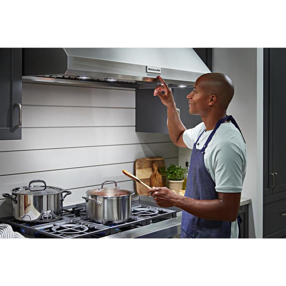 Kitchenaid® 48'' 585 or 1170 CFM Motor Class Commercial-Style Wall-Mount Canopy Range Hood KVWC908KSS Kitchenaid® 48'' 585 or 1170 CFM Motor Class Commercial-Style Wall-Mount Canopy Range Hood KVWC908KSS