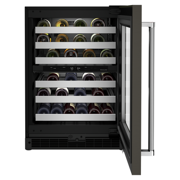 Kitchenaid® 24 Undercounter Wine Cellar with Glass Door and Metal-Front Racks KUWR314KBS