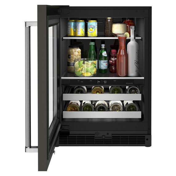 Kitchenaid® 24" Beverage Center with Glass Door and Metal-Front Racks and PrintShield™ Finish KUBL314KBS