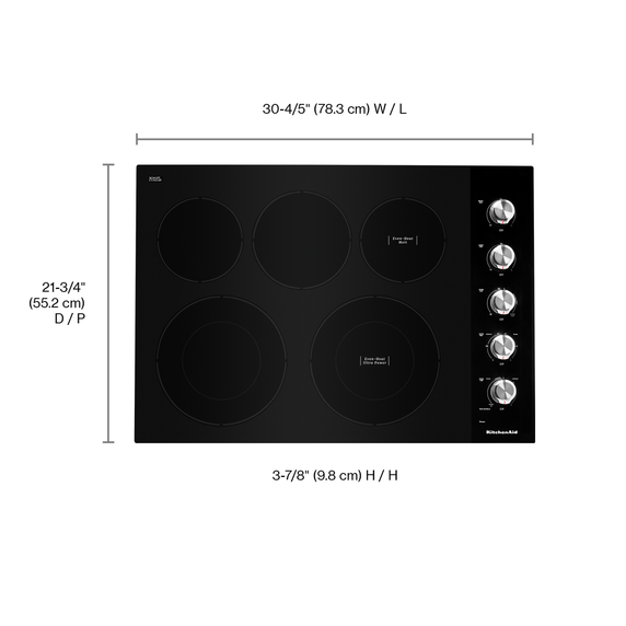 Kitchenaid® 30 Electric Cooktop with 5 Elements and Knob Controls KCES550HBL