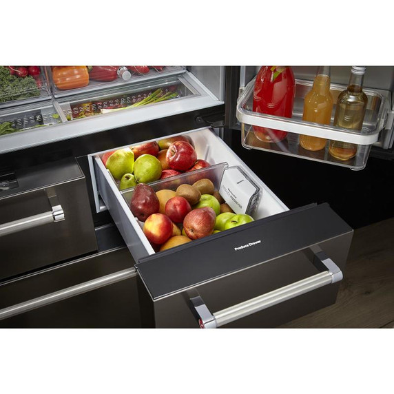 Kitchenaid® 25.8 Cu. Ft. 36" Multi-Door Freestanding Refrigerator with Platinum Interior Design and PrintShield™ Finish KRMF706EBS