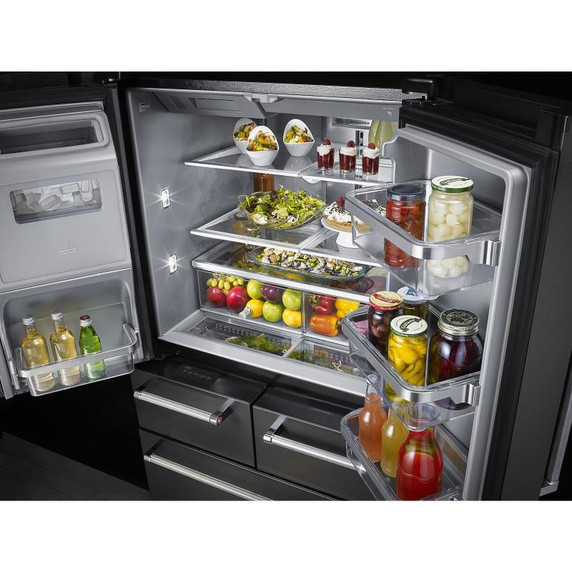 Kitchenaid® 25.8 Cu. Ft. 36" Multi-Door Freestanding Refrigerator with Platinum Interior Design and PrintShield™ Finish KRMF706EBS