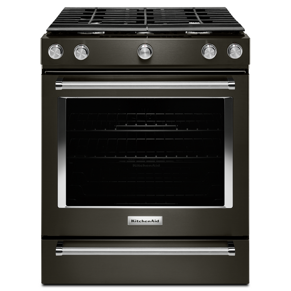 Kitchenaid® 30-Inch 5-Burner Gas Slide-In Convection Range KSGG700EBS