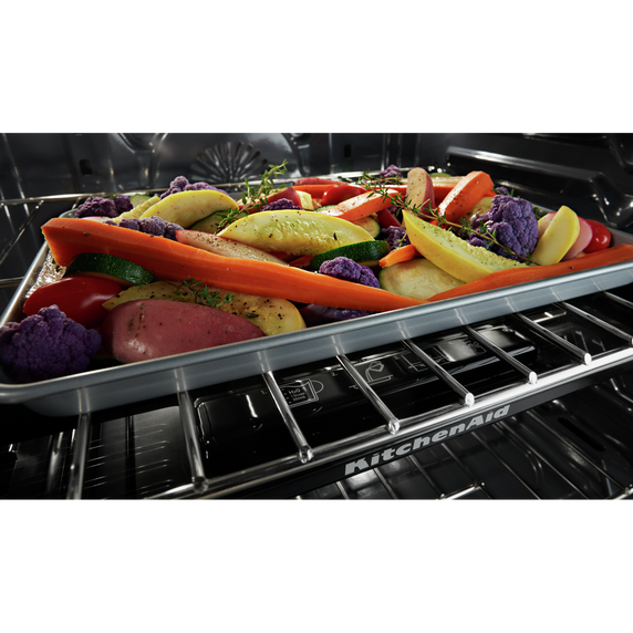 Kitchenaid® 30-Inch 5-Burner Gas Slide-In Convection Range KSGG700EBS