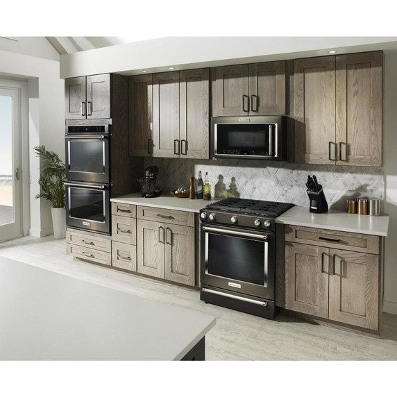 Kitchenaid® 30-Inch 5-Burner Gas Slide-In Convection Range KSGG700EBS