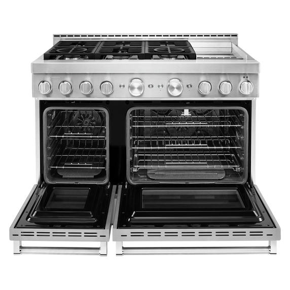 KitchenAid® 48'' Smart Commercial-Style Gas Range with Griddle KFGC558JSS