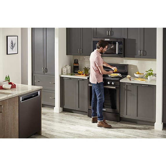 Kitchenaid® 30-Inch 5-Burner Gas Convection Range KFGG500EBS