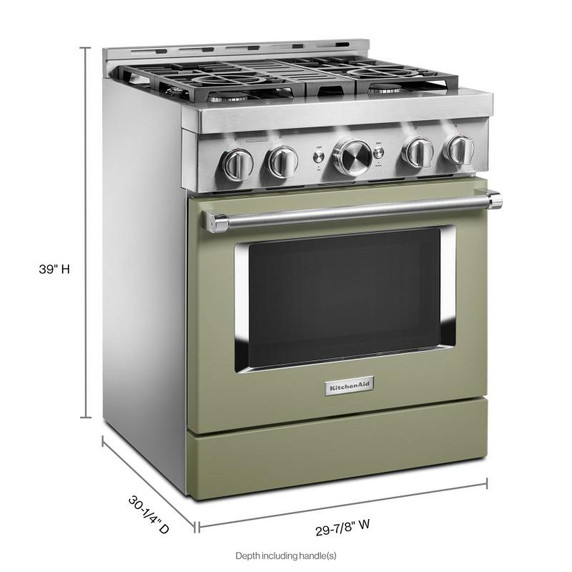 KitchenAid® 30'' Smart Commercial-Style Gas Range with 4 Burners KFGC500JAV