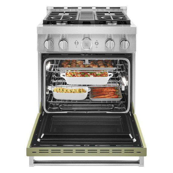 KitchenAid® 30'' Smart Commercial-Style Gas Range with 4 Burners KFGC500JAV