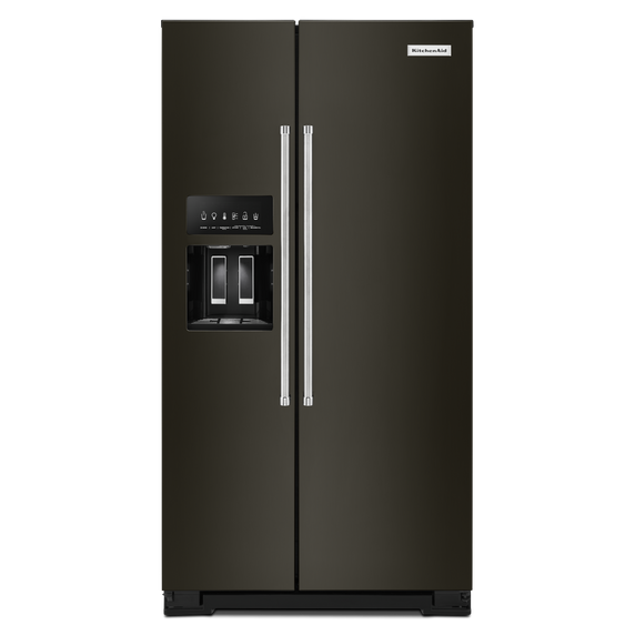 Kitchenaid® 24.8 cu ft. Side-by-Side Refrigerator with Exterior Ice and Water and PrintShield™ Finish KRSF705HBS