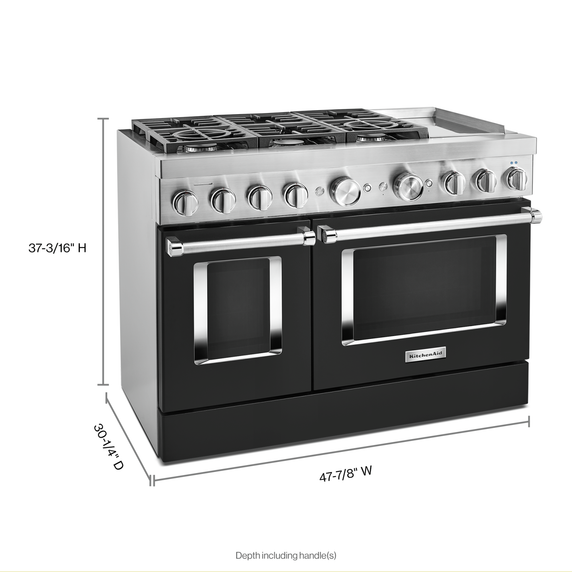 KitchenAid® 48'' Smart Commercial-Style Dual Fuel Range with Griddle KFDC558JBK