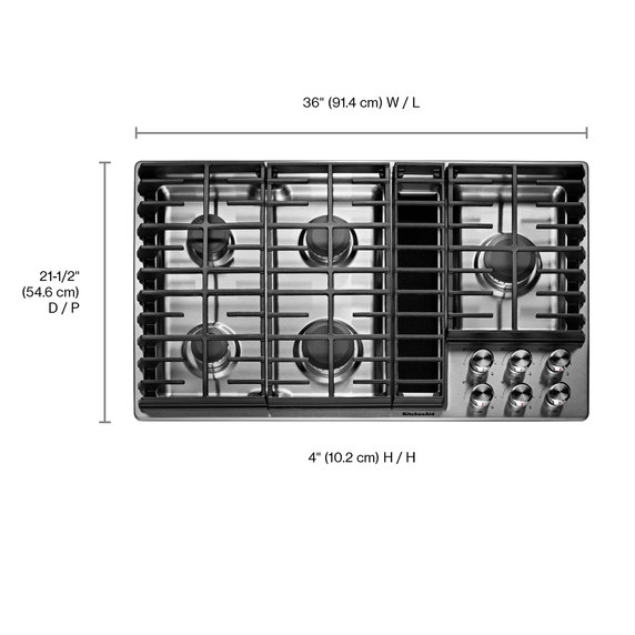 Kitchenaid® 36 5 Burner Gas Downdraft Cooktop KCGD506GSS