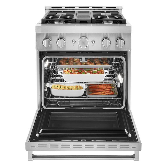 KitchenAid® 30'' Smart Commercial-Style Gas Range with 4 Burners KFGC500JSS