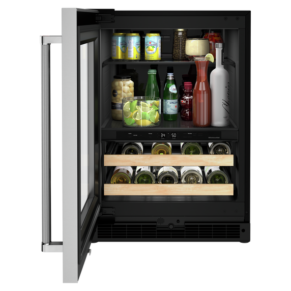 Kitchenaid® 24 Beverage Center with Glass Door and Wood-Front Racks KUBL214KSB