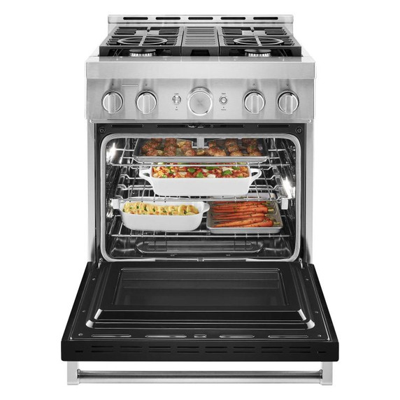 KitchenAid® 30'' Smart Commercial-Style Gas Range with 4 Burners KFGC500JBK
