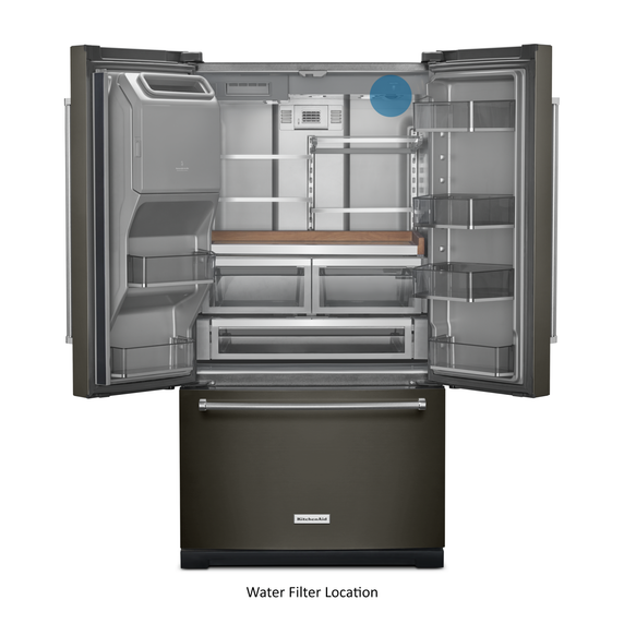 Kitchenaid® 26.8 Cu. Ft. Standard-Depth French Door Refrigerator with Exterior Ice and Water Dispenser KRFF577KBS