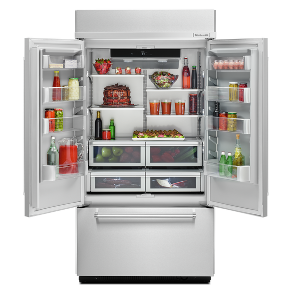 Kitchenaid® 24.2 Cu. Ft. 42 Width Built-In Stainless French Door Refrigerator with Platinum Interior Design KBFN502ESS